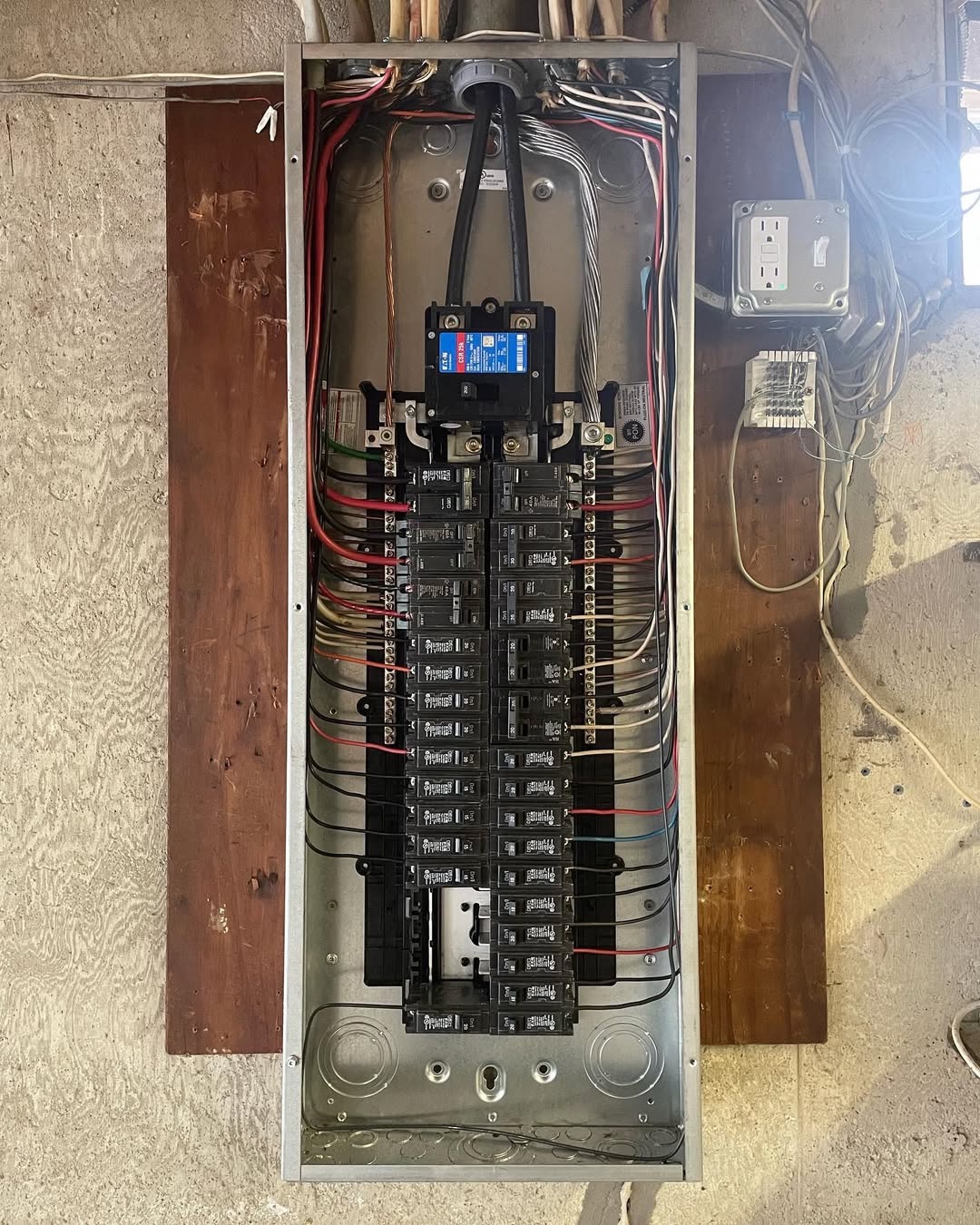 Neatly organized upgraded residential electrical panel