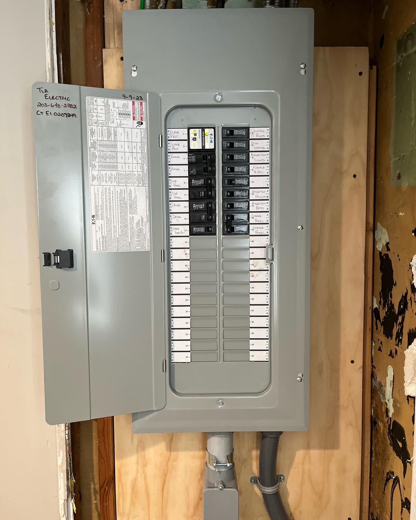 Completed residential electrical panel upgrade by TLA Electric